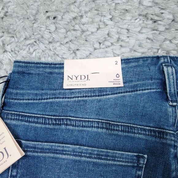 NYDJ High Rise Girlfriend Hollywood Jeans Blue Stunning Stretch Women's Size 2 - Picture 5 of 13